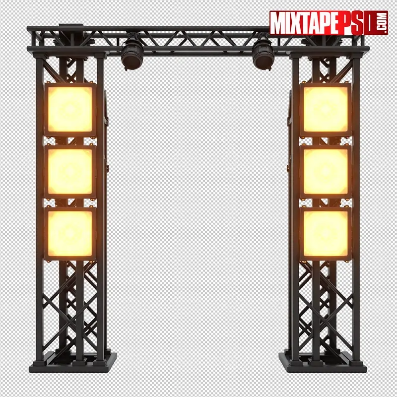 Stage Truss with Amber LED Panels PNG 17