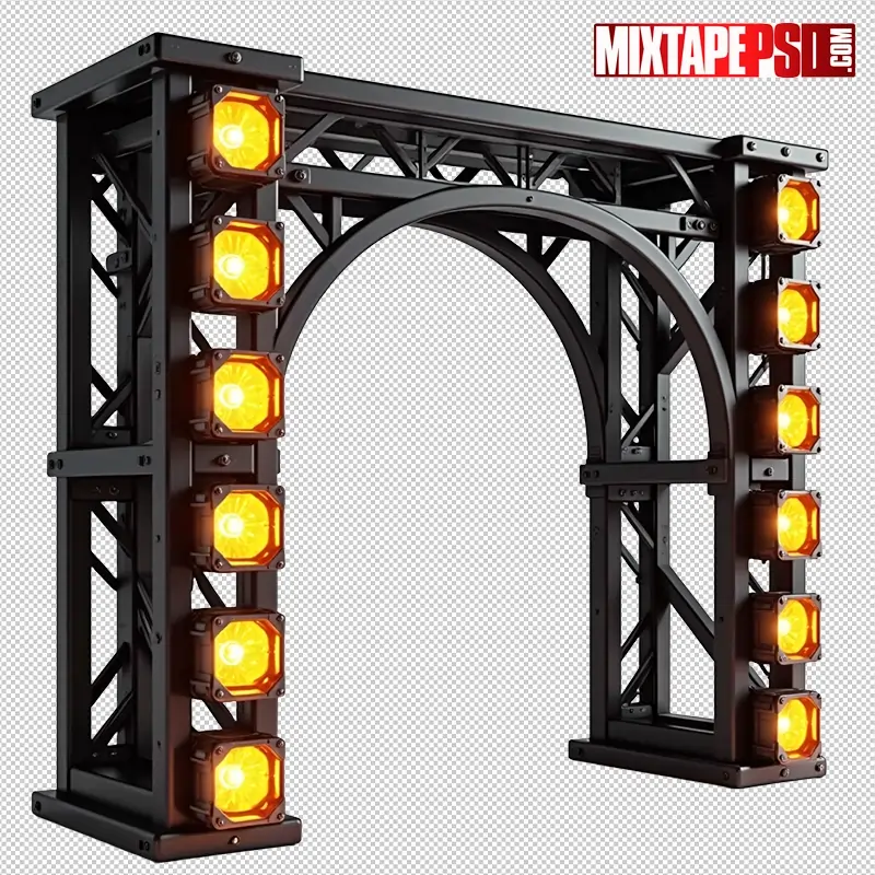 Stage Truss with Amber LED Panels PNG 23