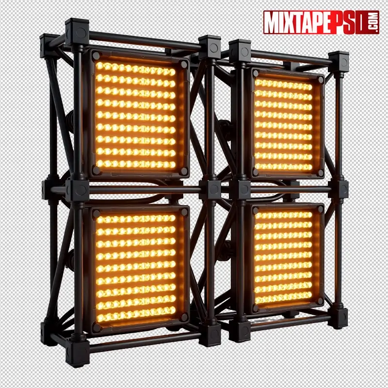 Stage Truss with Amber LED Panels PNG 3