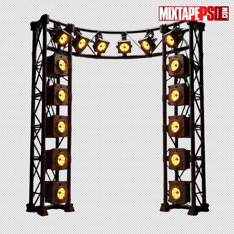 Stage Truss with Amber LED Panels PNG 30