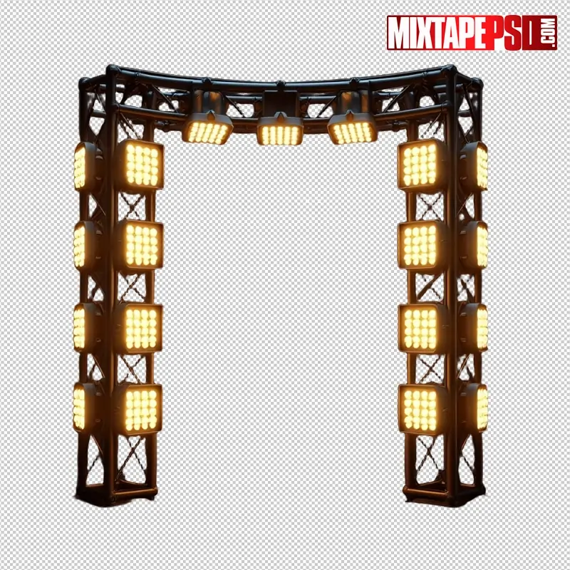 Stage Truss with Amber LED Panels PNG 33