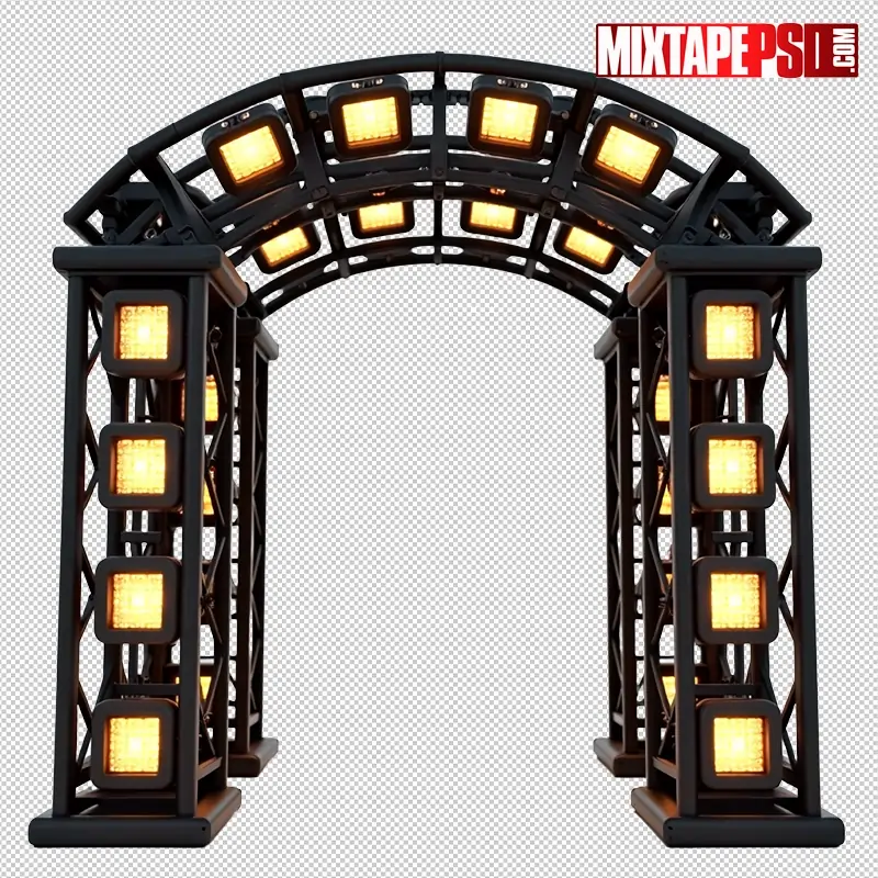 Stage Truss with Amber LED Panels PNG 34