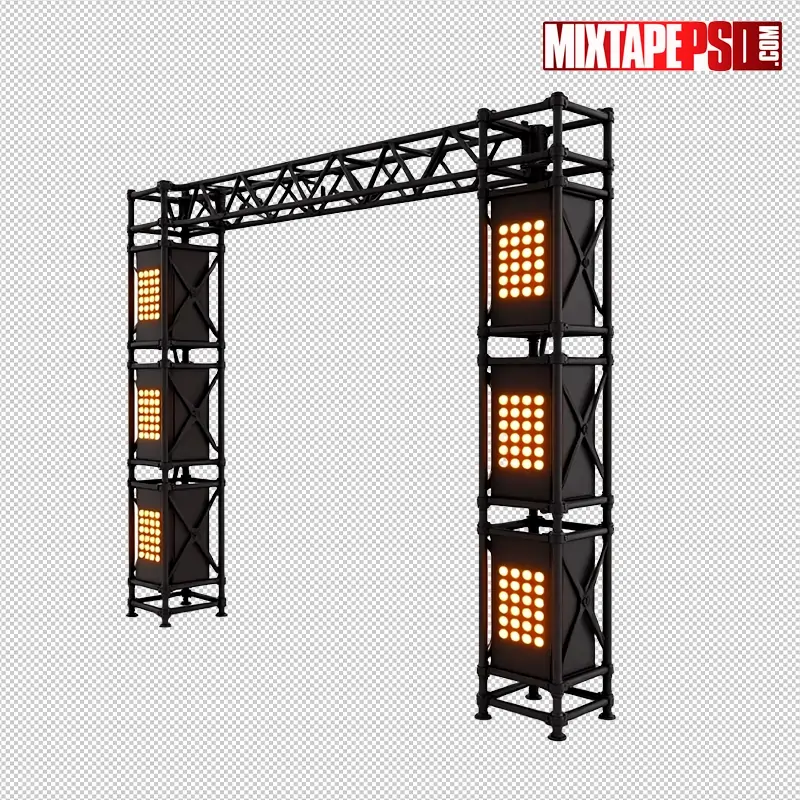 Stage Truss with Amber LED Panels PNG 6