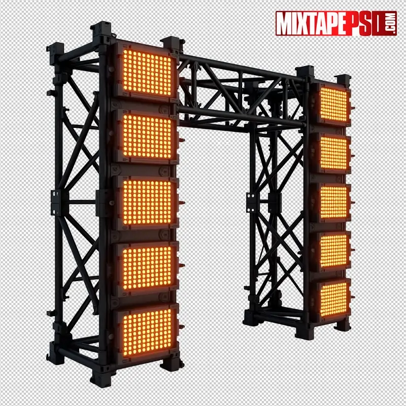 Stage Truss with Amber LED Panels PNG 8