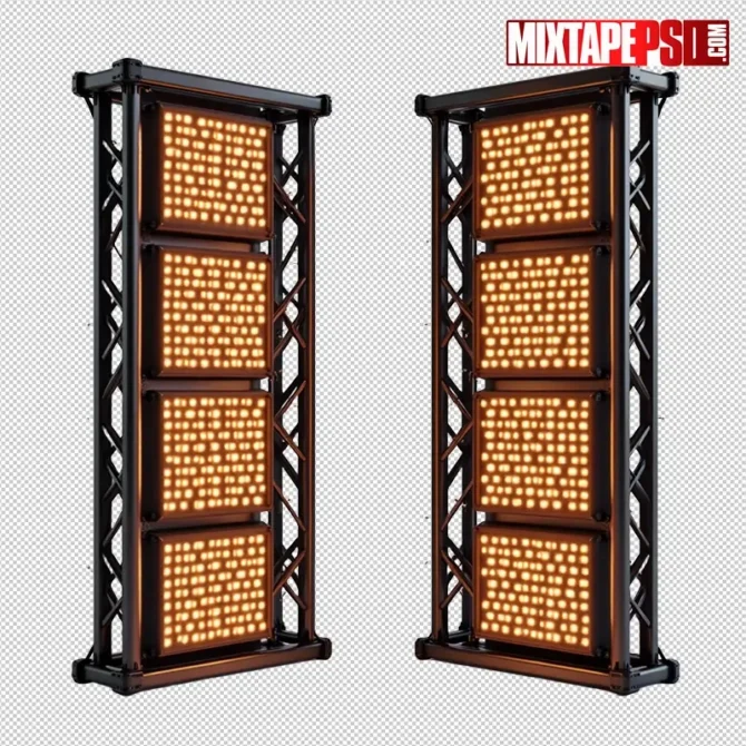 Curved truss with amber LED panels — transparent PNG stage lighting flyer asset. truss led lights png, curved truss png, stage truss asset, nightclub lighting png, club lights png, led panel png, flyer asset png, dj flyer elements, stage rig png, concert lights png, amber led lights png, transparent png lighting, club flyer graphics, event promo assets, photoshop flyer elements, nightlife design assets